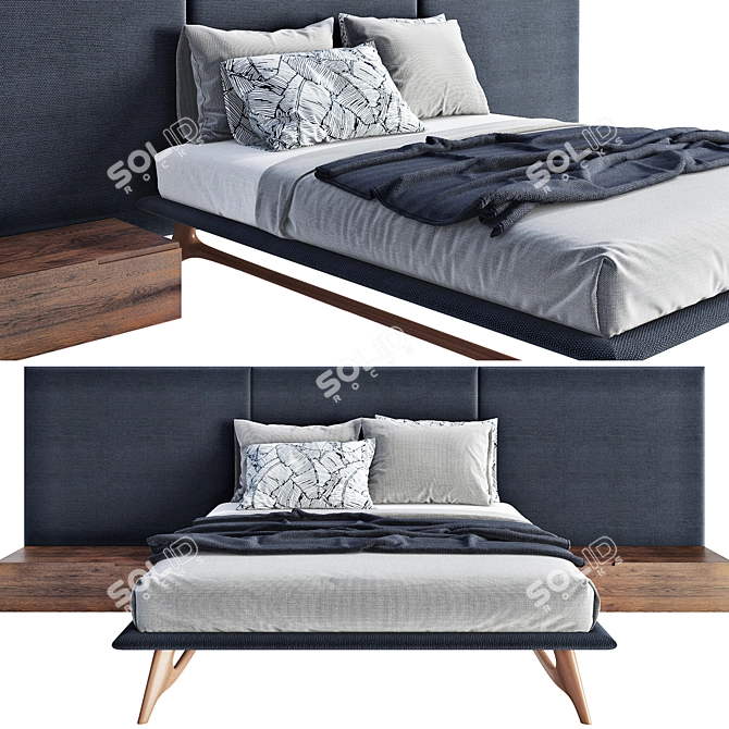 Contemporary Bolzan Bed: SMILE Collection 3D model image 2