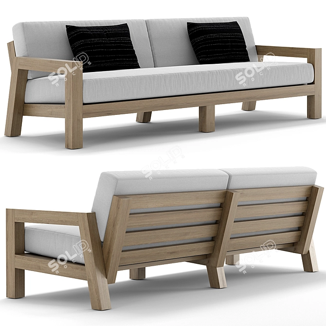 Luxury Teak Outdoor Sofa 3D model image 1
