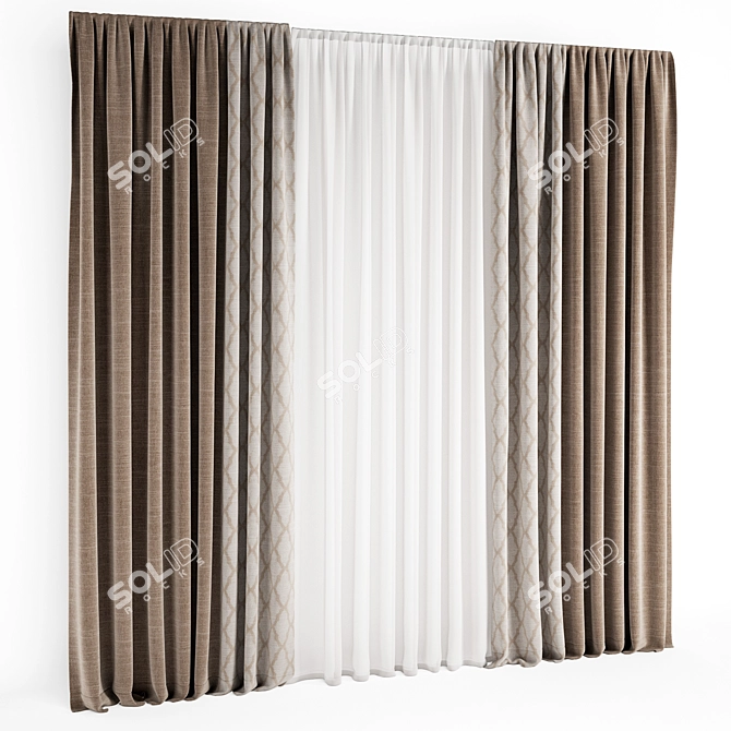 Elegant Lace Curtain: Detailed 3D Model 3D model image 1