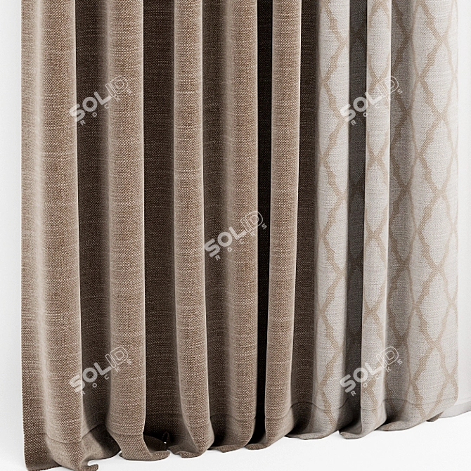 Elegant Lace Curtain: Detailed 3D Model 3D model image 2