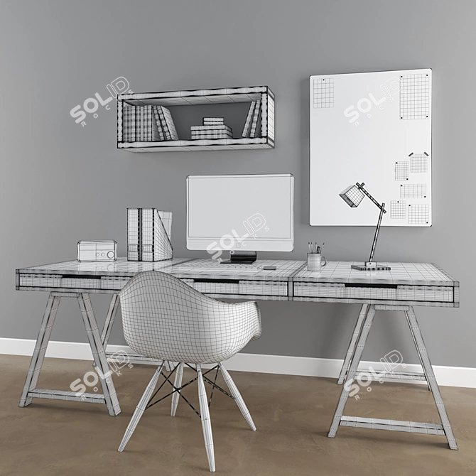 Scandinavian Desk Set: Complete Workstation 3D model image 3