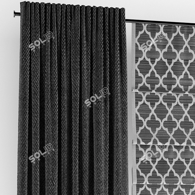 Elegant Roman Blinds Curtain 3D model image 2