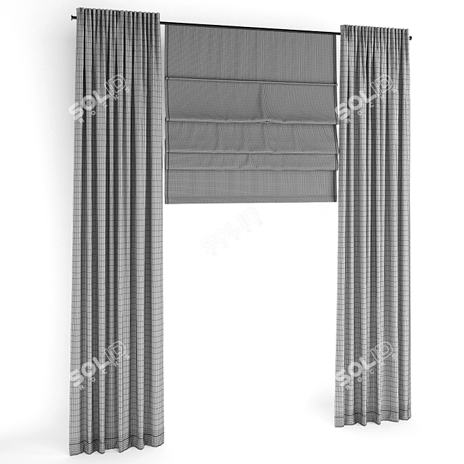 Elegant Roman Blinds Curtain 3D model image 3