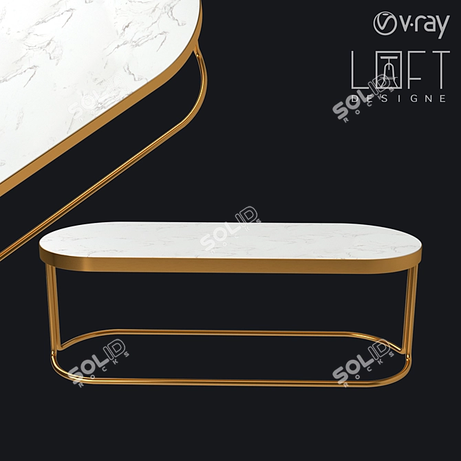 Modern Metal and Stone Coffee Table - LoftDesigne 60102 3D model image 1