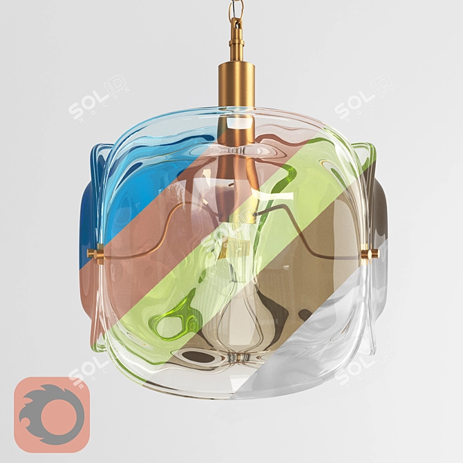 Colorful Glass Pendant Lamp 3D model image 1
