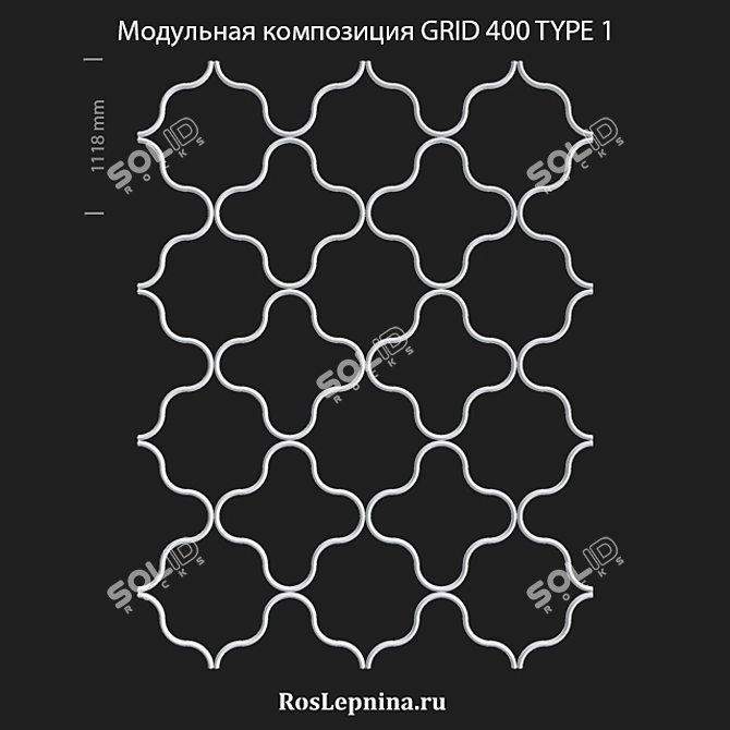 Modular Grid 400 - Stylish Gypsum Decor! 3D model image 1