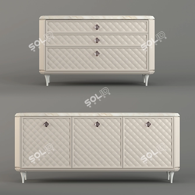 Elegant Legged Sideboards - Bellagio 3D model image 1