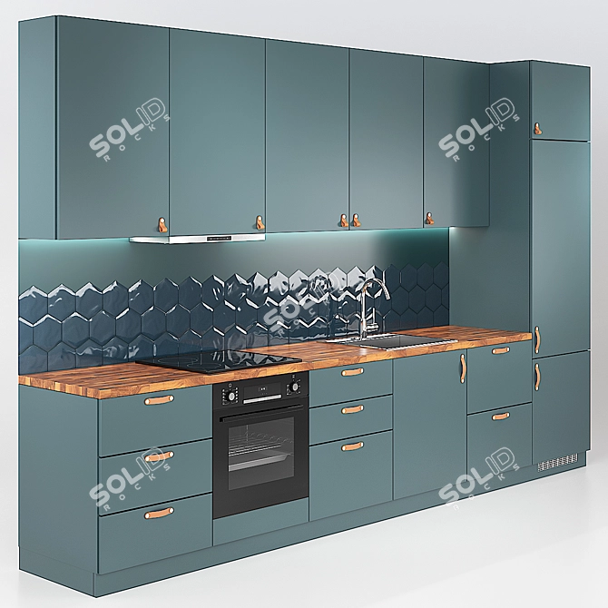 Sleek and Modern Ikea METOD KALLARP Kitchen 3D model image 1