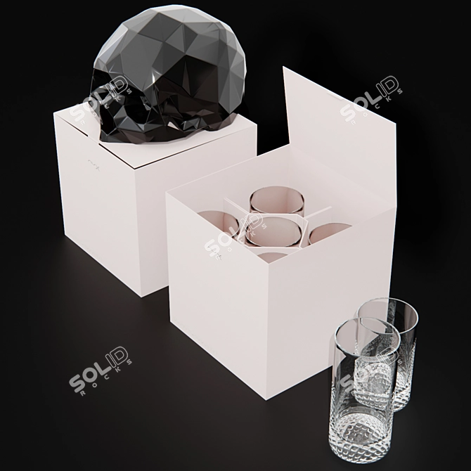Sleek NudeGlass Trio Set 3D model image 1