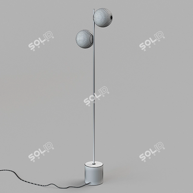 Elegant Brass Stem Floor Lamp 3D model image 2