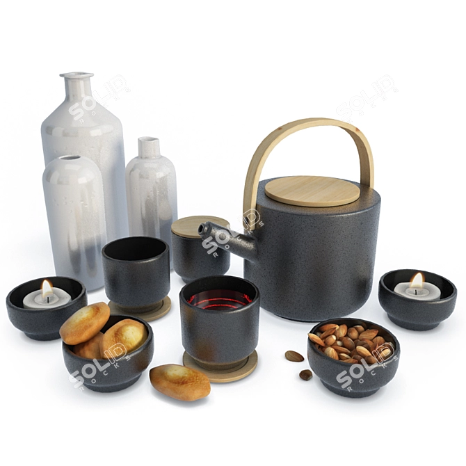 3D Asiatic Tea Set 3D model image 1