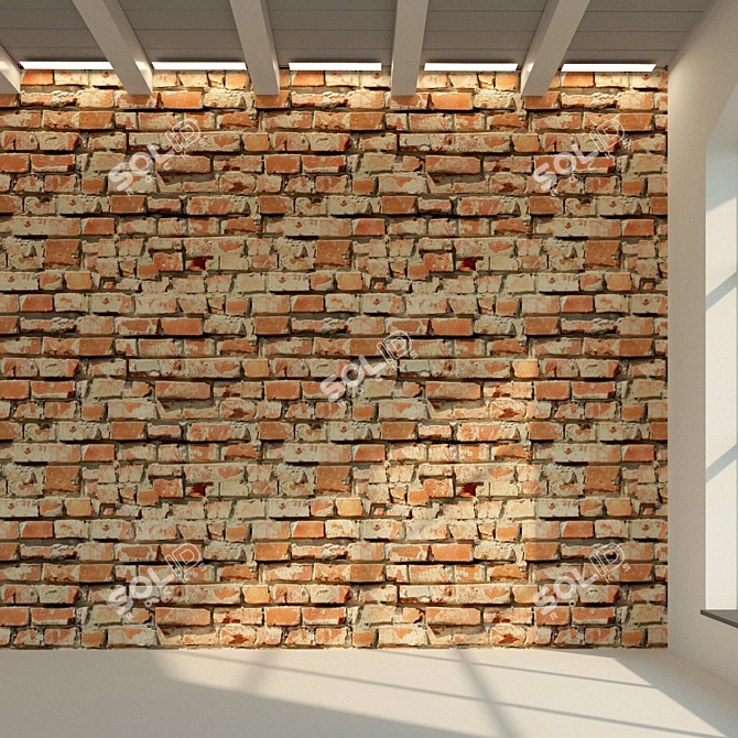  Vintage Brick Wall Texture 3D model image 1