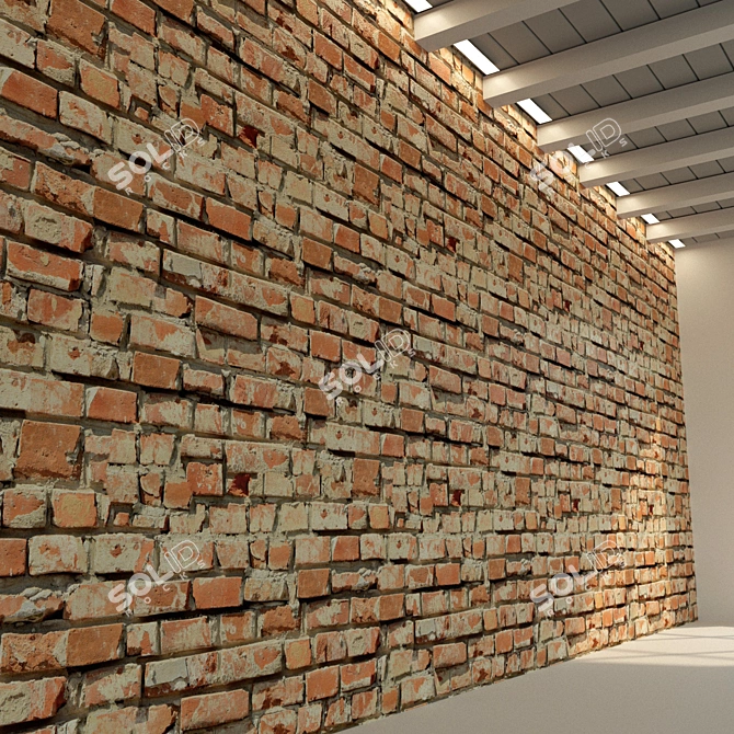  Vintage Brick Wall Texture 3D model image 3