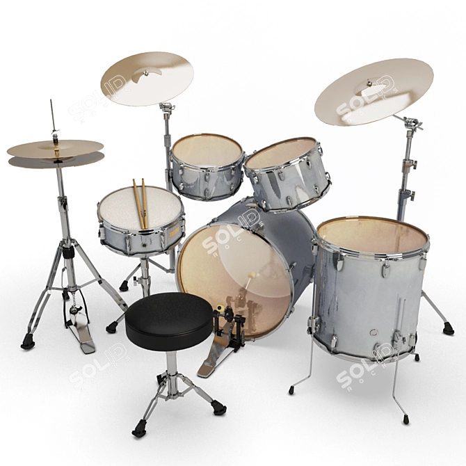 3D Acoustic Drum Set 3D model image 1