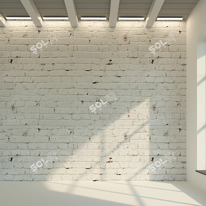 Vintage Brick Wall Texture 3D model image 2