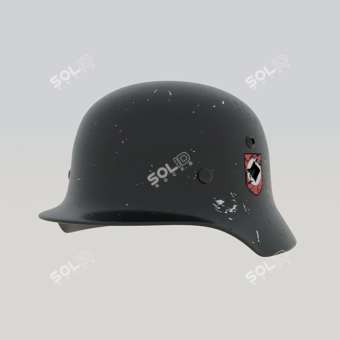 Authentic German M-35 SS Helmet 3D model image 2