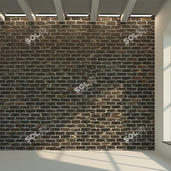 Vintage Brick Wall Texture 3D model image 2