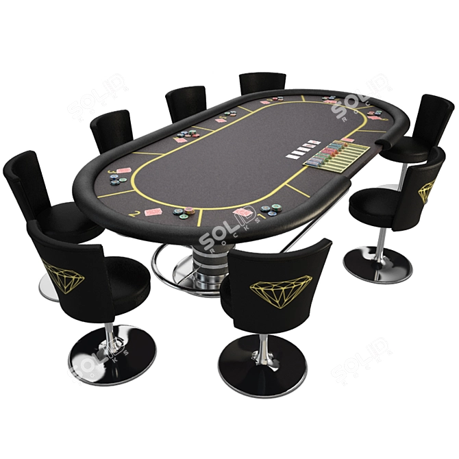 3D Poker Table Casino Set 3D model image 1