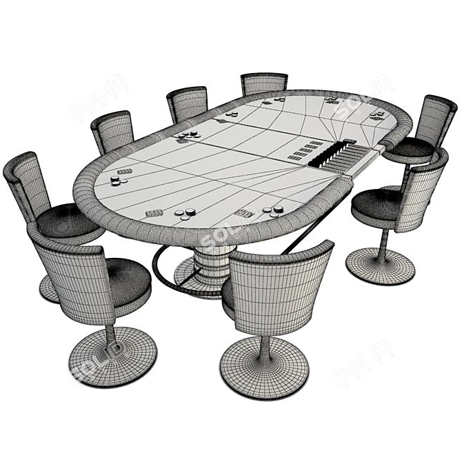 3D Poker Table Casino Set 3D model image 2