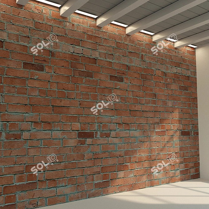 Vintage Brick Wall Texture 3D model image 1