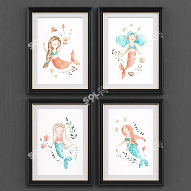 Modern Mermaid Art Collection 3D model image 2