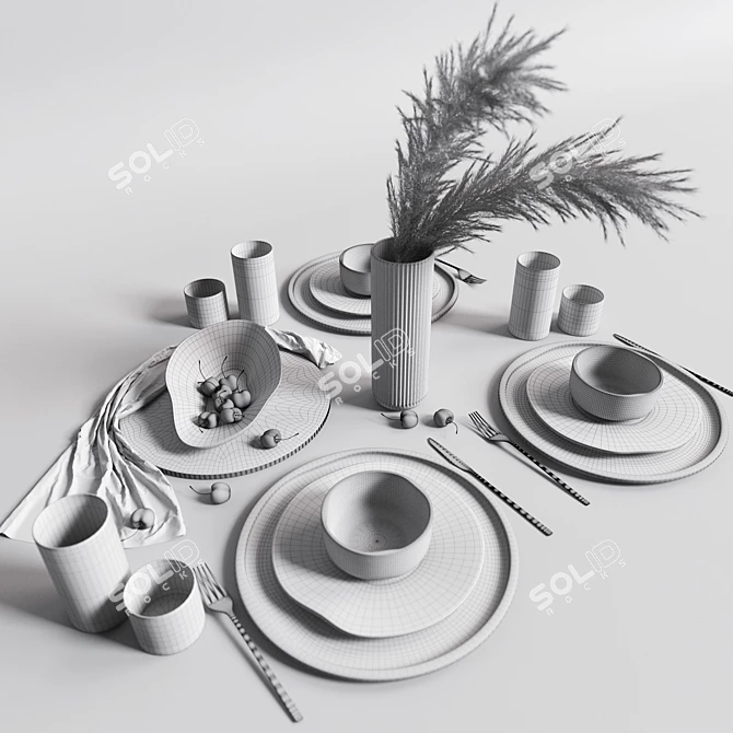 Elegance Serving Set 3D model image 3