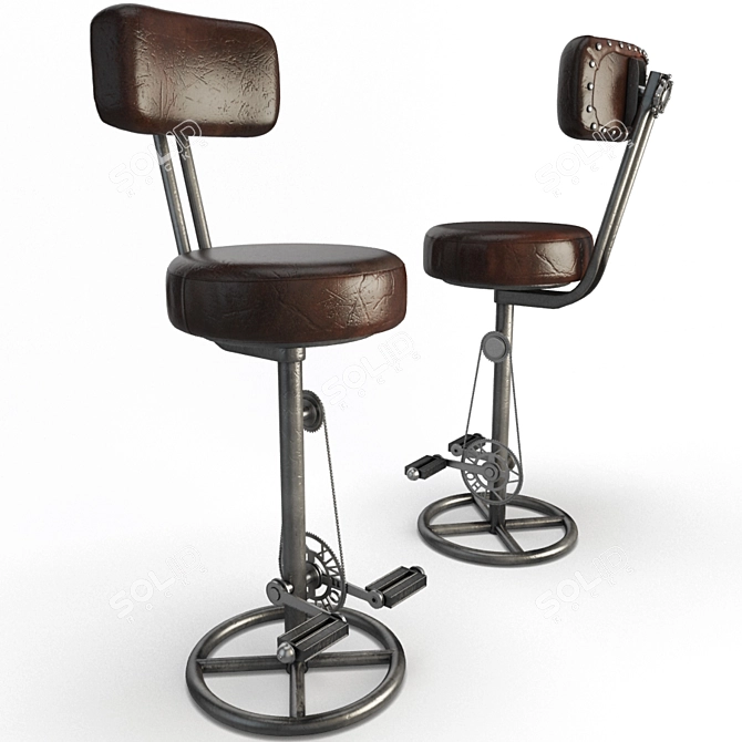 Retro Bike Stool: Vintage Leather & Industrial Design 3D model image 1