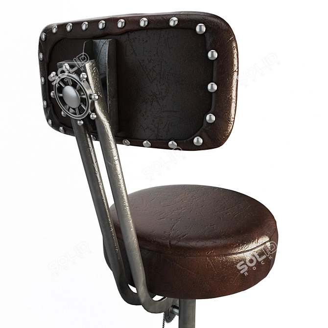 Retro Bike Stool: Vintage Leather & Industrial Design 3D model image 2