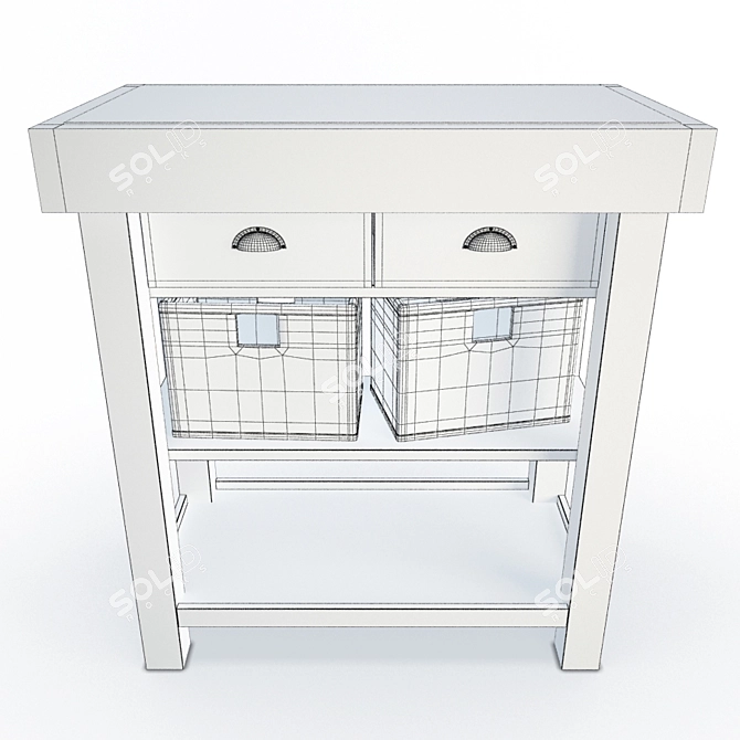 Rustic Wooden Cabinet with Baskets 3D model image 2