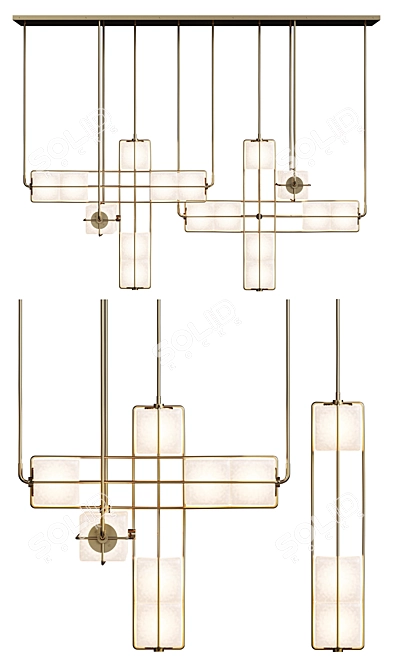 Brutalist Blown Glass Chandelier 3D model image 2