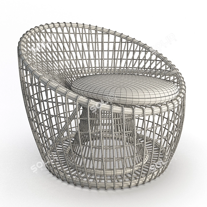 Trendy Nest Rattan Armchair 3D model image 3