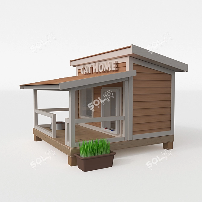 Cozy Haven: Insulated Outdoor Cat House 3D model image 1