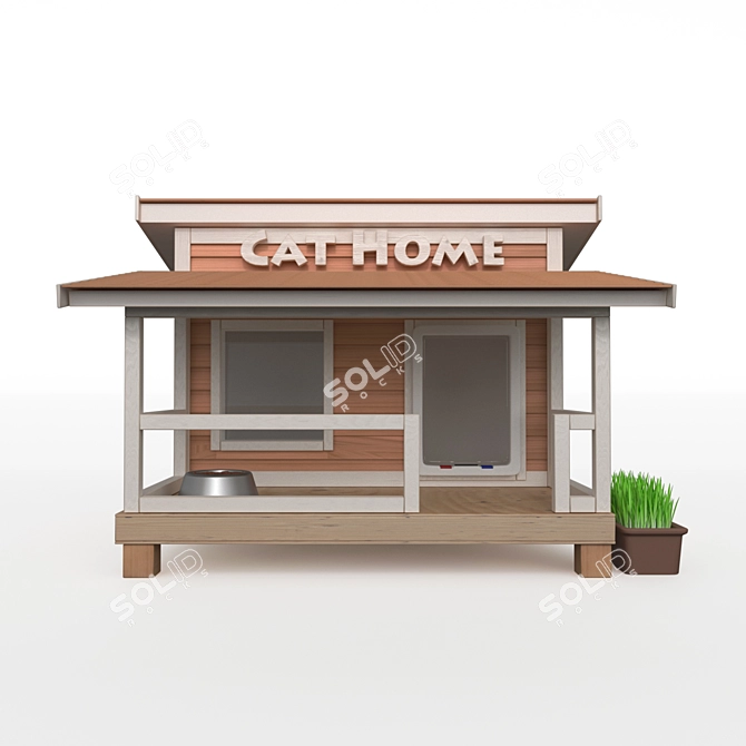 Cozy Haven: Insulated Outdoor Cat House 3D model image 2