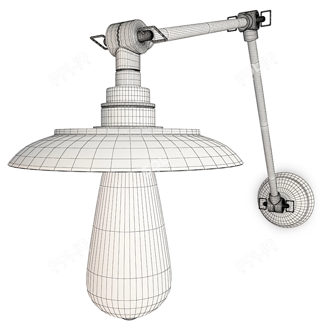 Rustic Industrial Wall Lamp 3D model image 2