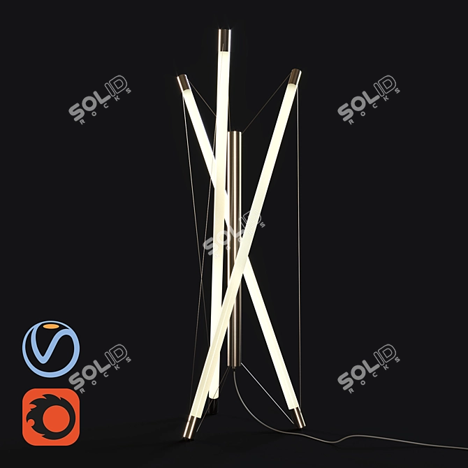 Sculptural T3-150 Floor Luminaire 3D model image 1