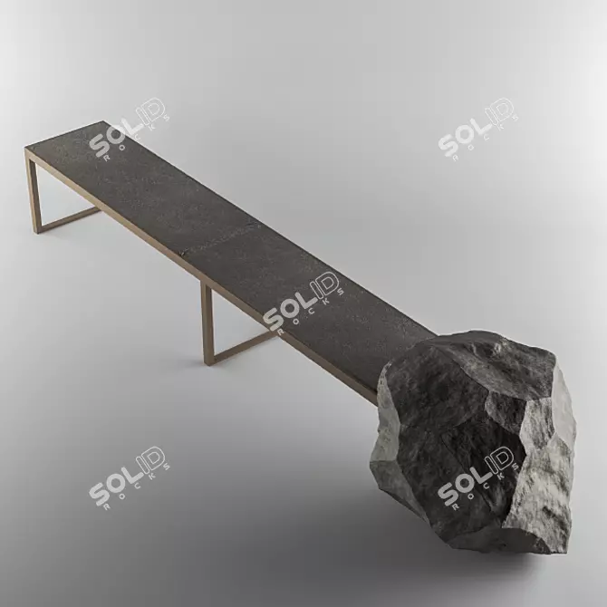 Rock-Bench: Stylish Steel Frame 3D model image 2