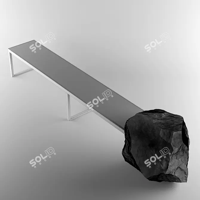 Rock-Bench: Stylish Steel Frame 3D model image 3