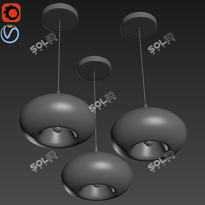 Modern Glass Hand Bell Pendant 3D model image 2