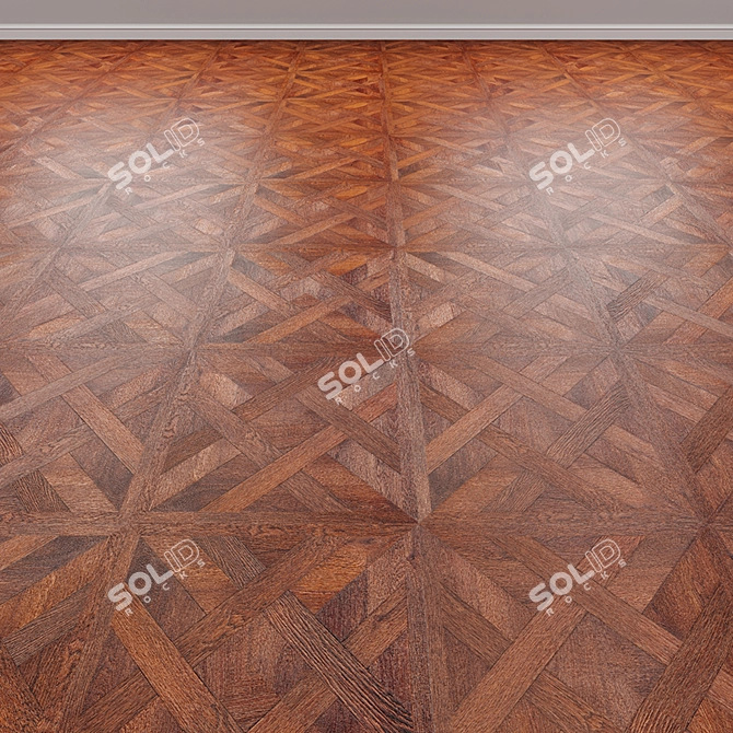 Versailles Parquet Vinyl Flooring - Dark & Durable 3D model image 1