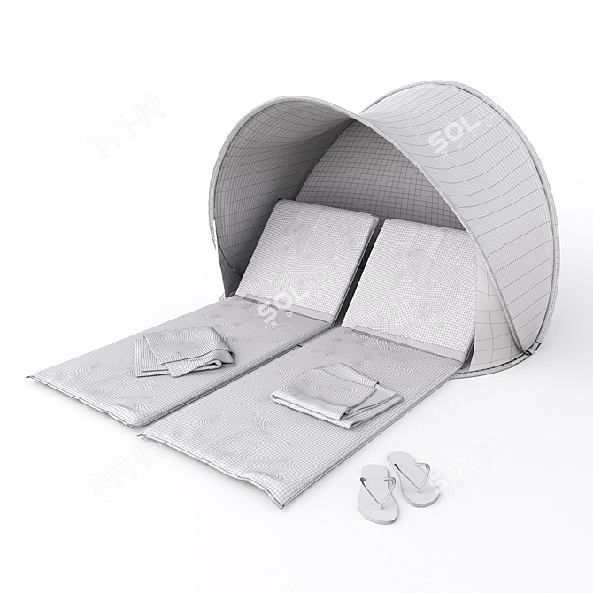 Sunbathing Bliss: Chaise Lounge Tent 3D model image 3