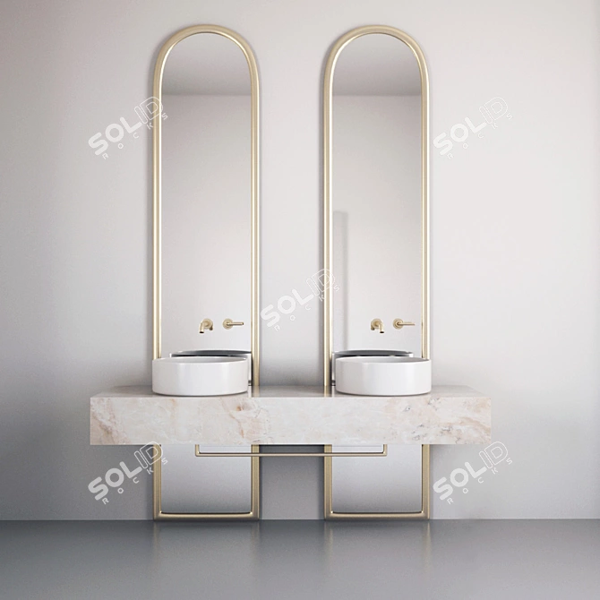 Modern Bathroom Furniture Set 3D model image 1