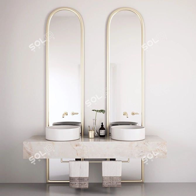 Modern Bathroom Furniture Set 3D model image 3