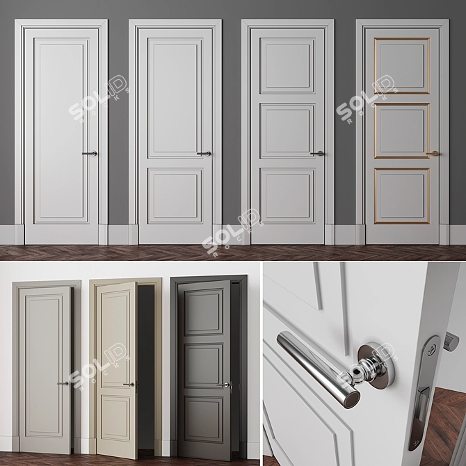 Avenue Interior Doors with Olivari Dolce Vita Handle 3D model image 1