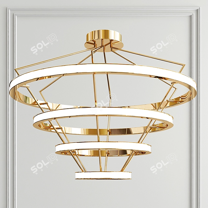 Sleek Bullet Ring LED Chandelier 3D model image 1