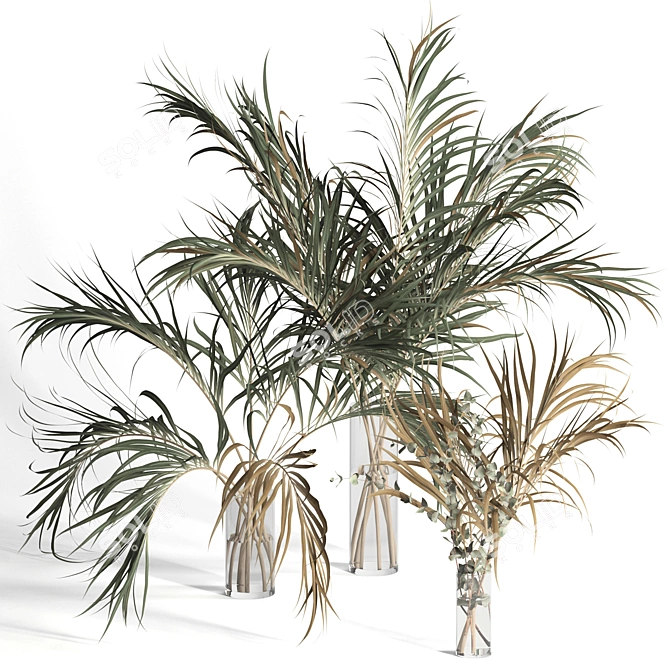 Natural Dry Palm Leaf Vases 3D model image 1