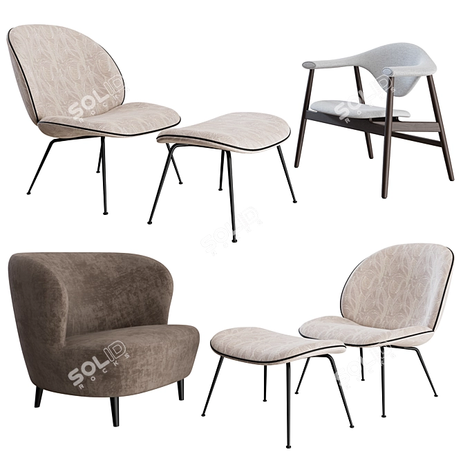 Danish Lounge Chair Collection 3D model image 1