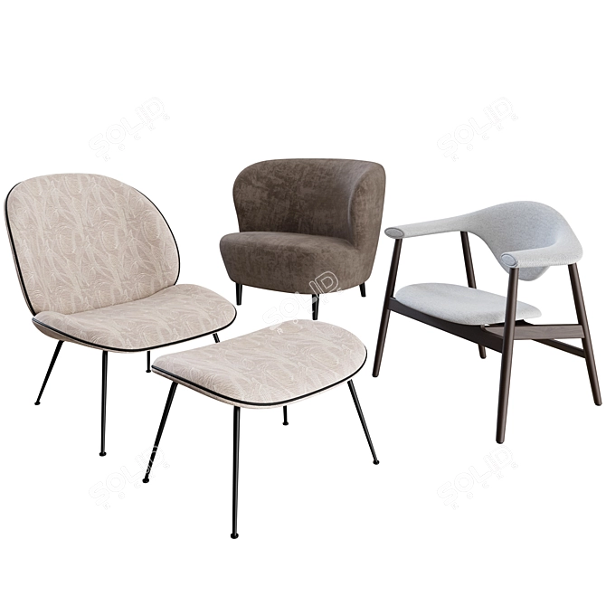 Danish Lounge Chair Collection 3D model image 2