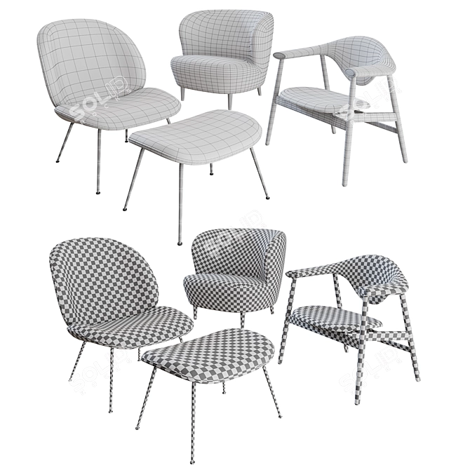 Danish Lounge Chair Collection 3D model image 3