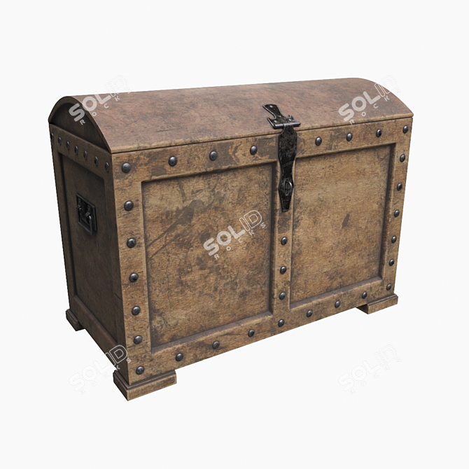 Vintage Wooden Chest 3D model image 1