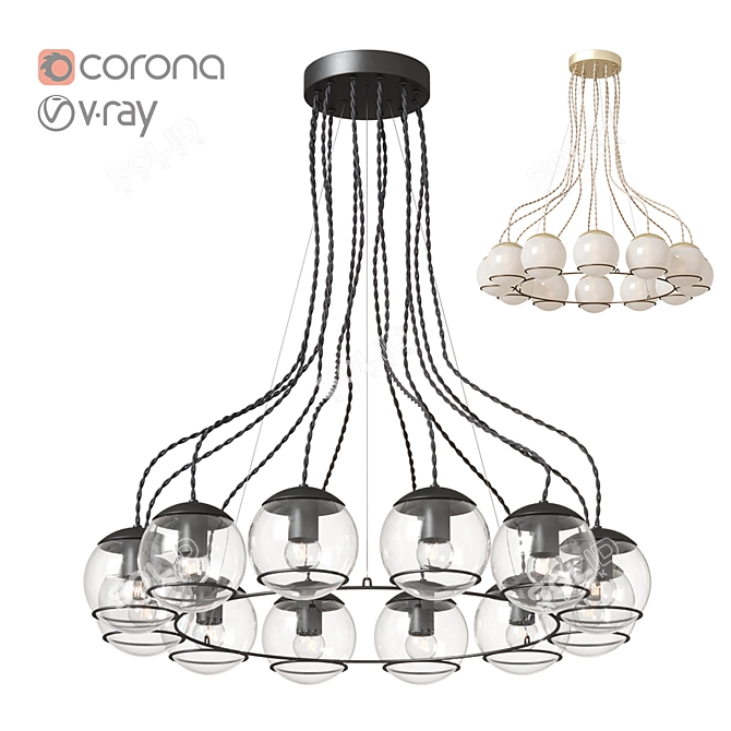 Orbit 12 Chandelier - Elegant Lighting for Any Space 3D model image 1